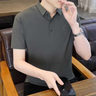 夏季 上 短袖 男装 高端冰丝男士 领t恤有领半截袖 新款 polo衫 冰丝衬衫