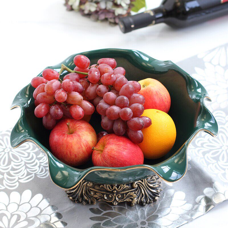 瓷梵客欧式美式复古奢华陶瓷水果盘大号创意客厅茶几装饰品工艺品