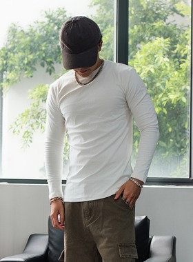 45Cent美式重磅弹力健身fitcheck紧身长袖圆领硬汉修身秋冬打底衫