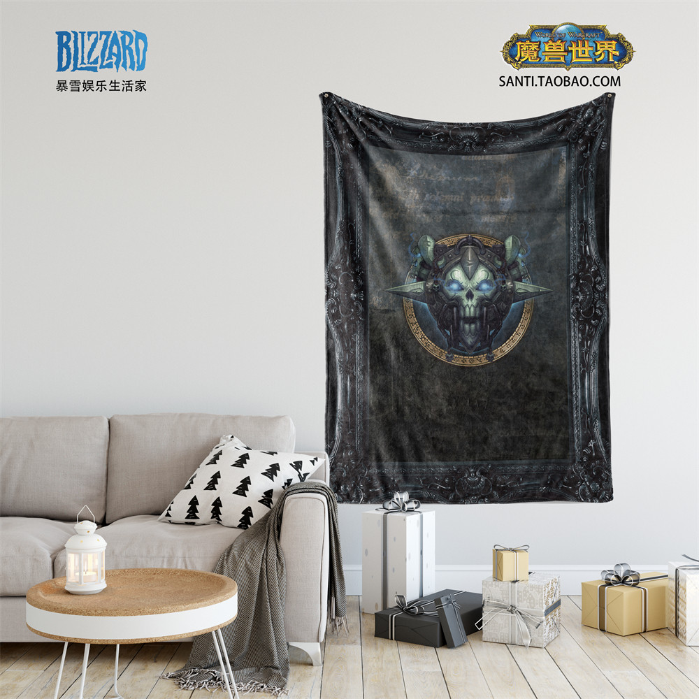 原创出口礼物 暴雪游戏魔兽世界挂毯毛毯挂布装饰背景布 职业logo