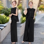 套装 洋气时尚 无袖 新款 气质显瘦休闲两件套潮 2025夏季 高级感阔腿裤