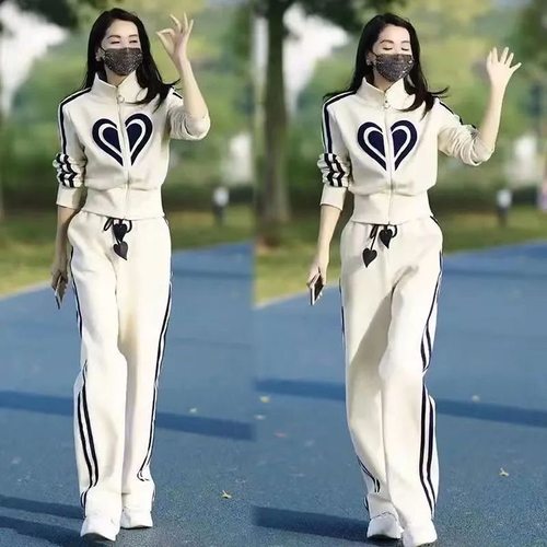 时尚休闲运动服套装女2025春秋季新款宽松卫衣显瘦阔腿裤两件套潮