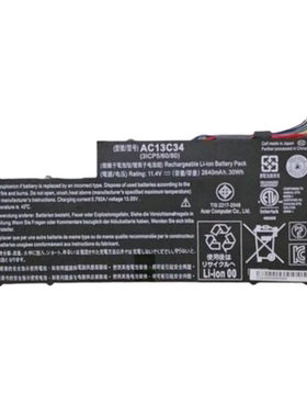 适用宏碁V3-122 V5-132p ES1-111M E3-112 MS2377/81 AC13C34电池
