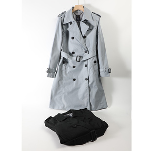 瑕疵 风衣外套女秋冬宽松大码 英伦风中长款 双排扣腰带收腰长袖