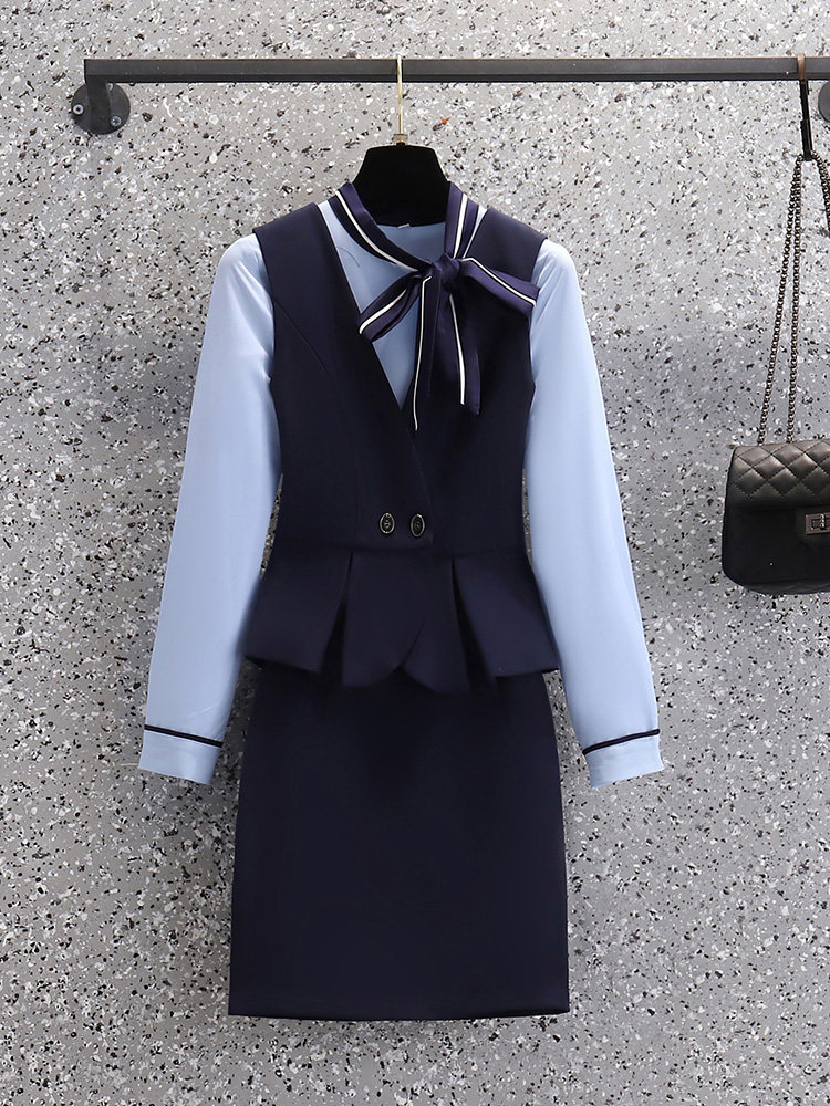 职业装套装女秋冬时尚气质空姐制服工装美容师酒店前台工作服套裙