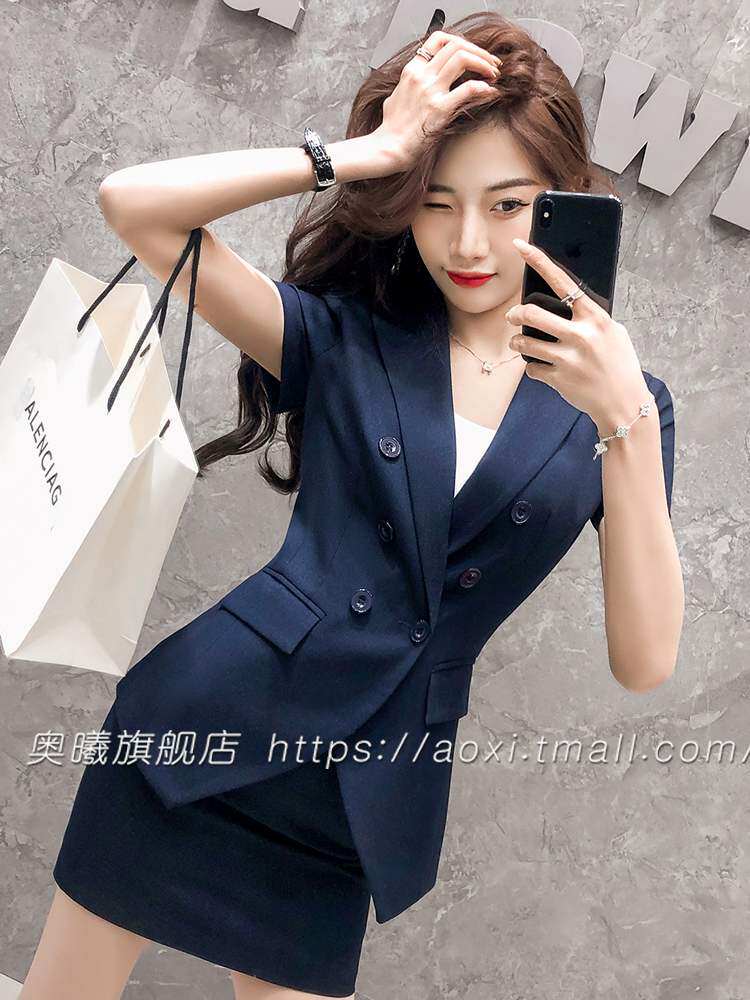 职业装空姐制服销售工作服女英伦范双排扣通勤女装套装修身职业装