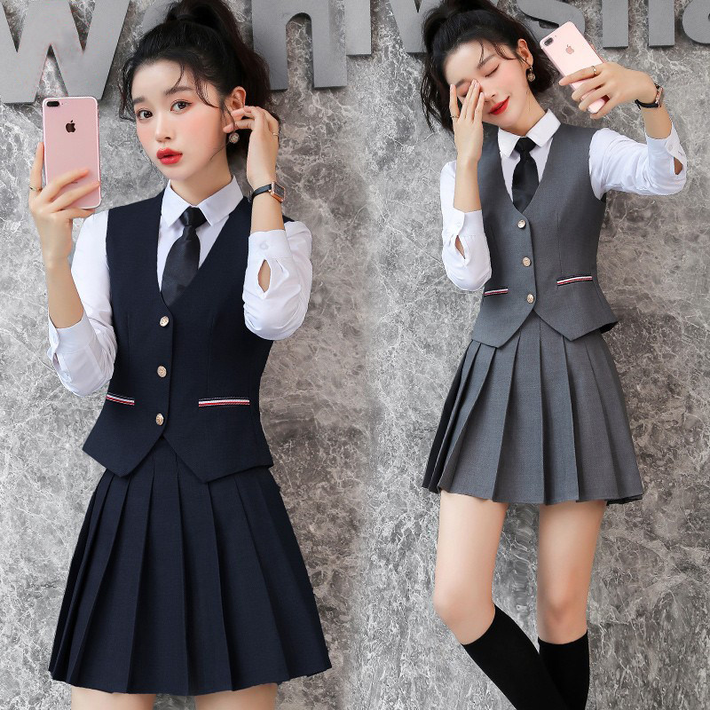 新款职业马甲女马夹套装jk制服学院风台球KTV酒店工装美容前台春