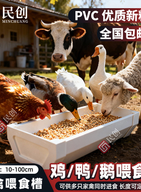 家禽喂食槽鸡食槽长方形加深鸭食槽长条鹅食槽PVC水槽养殖场散养