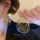 金色独特夸张大耳环高级感耳坠气质洋气长款 浮夸耳饰女 2026新款