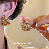 轻奢时尚 镶钻水滴镂空耳坠耳扣女小众设计精致大气高级感气质耳环