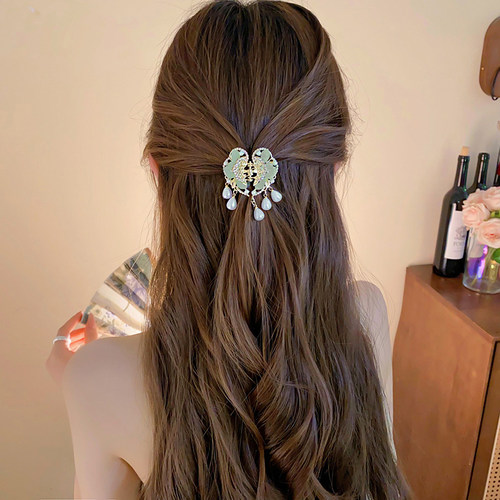 新中式国风花朵祥云珍珠抓夹