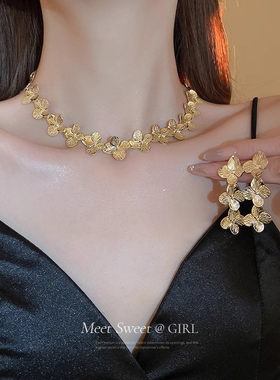 新中式花朵项链choker颈链女款2025新款高级感轻奢小众锁骨链配饰