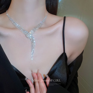 锁骨链颈链 婚纱配饰高级感时尚 夸张礼服流苏新娘项链女款 2025新款