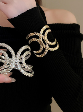 金属不规则纹路手镯女