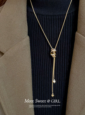 「遇见饰品MEET」金色金属链条项链小众设计可调节毛衣链锁骨链女