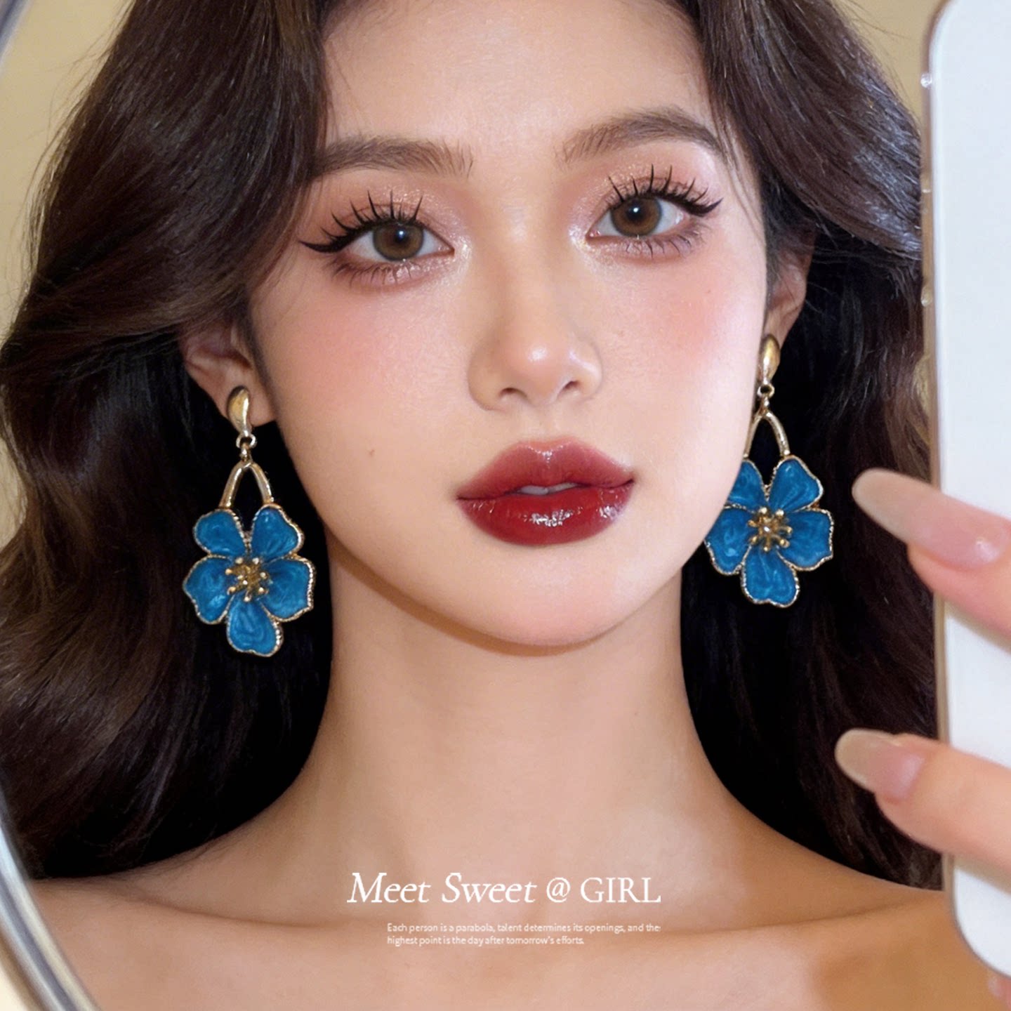 欧美多巴胺滴油花朵耳钉耳环女图片