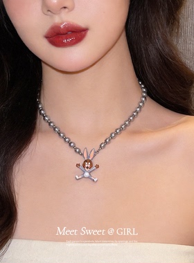 可爱卡通珍珠串珠兔子项链女