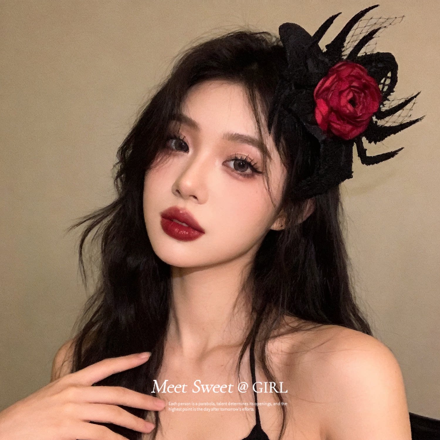 布艺花朵蜘蛛舞会帽子发夹女小众