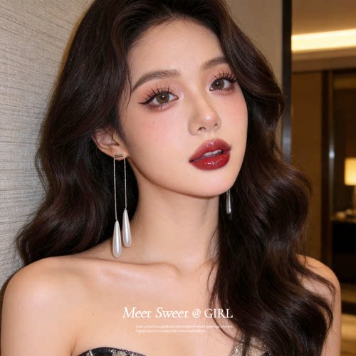 水滴珍珠流苏耳饰女款