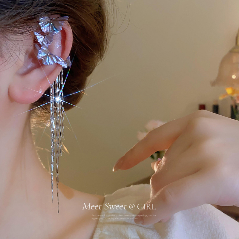 紫色蝴蝶耳夹无耳洞女新款