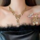 夸张香槟色水滴项链晚礼服配饰高级感套装 新娘婚纱颈链锁骨链女款