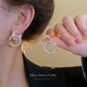 珍珠C形耳钉轻奢高级感气质大气独特耳环2025新款 爆款 夸张耳饰女