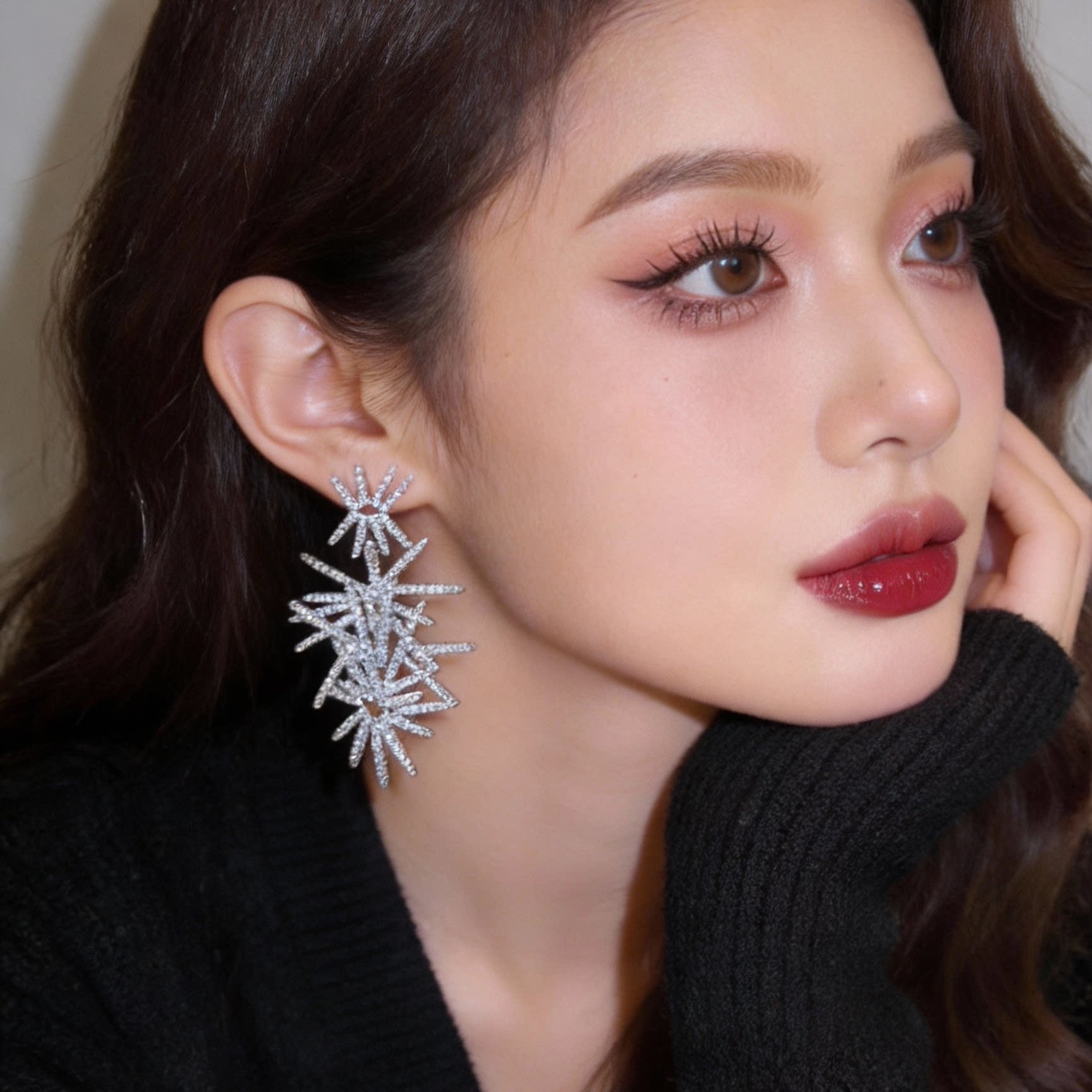 「遇见饰品MEET」银色锆石烟花耳环巨好看轻奢高级感耳钉耳饰女,饰品/流行首饰/时尚饰品新,耳钉,淘宝优惠券,粉丝福利购,淘宝优惠卷