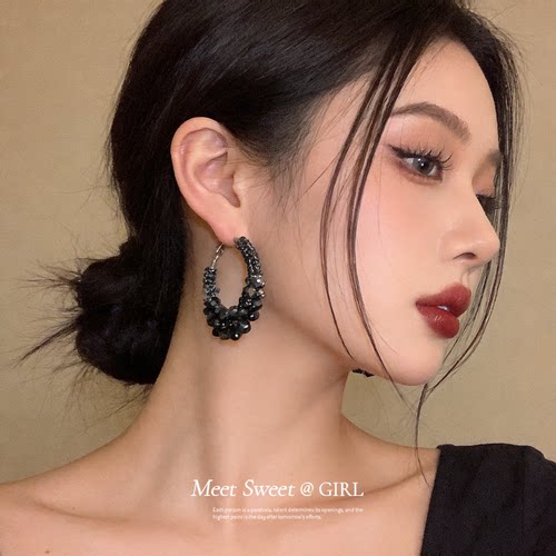 「银深海蓝晶」奢感玻璃耳环
