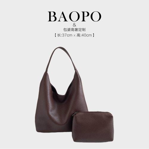 【BAOPO】1625咖色(长37高40厚13)咖色手提字母托特包丨秋冬