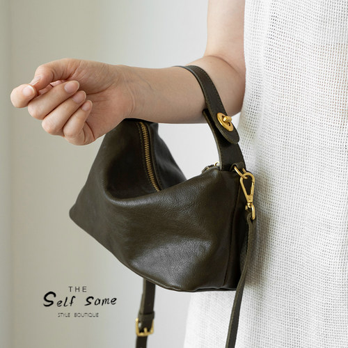 2025春季新款 头层植鞣牛皮 枕头包 单肩斜跨包 HOBO手提包