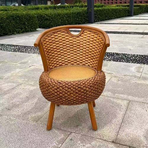 阳台藤编靠背椅单人圆凳子