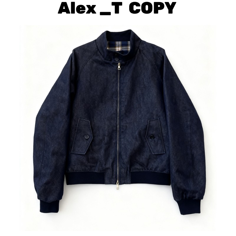 Alex 英代品商务水洗牛复古立领哈灵顿插肩袖牛仔夹克男重工外套