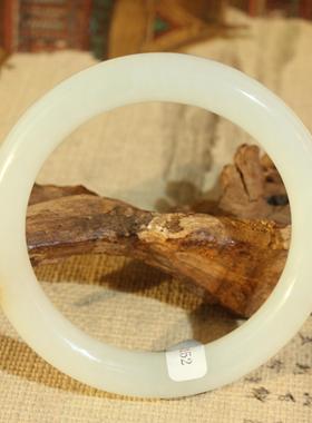 王实斋珠宝新疆和田玉细圆条形手镯内径53.4mm手饰白度好油润J113