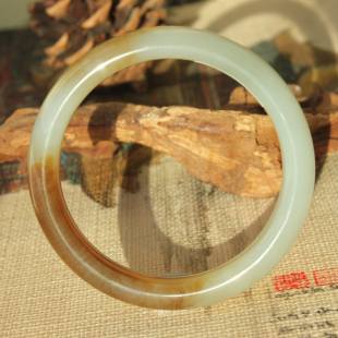 王实斋珠宝 新疆和田玉糖白玉手镯内径54mm天然润带鉴定证书E111