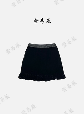 -100真丝丝绒法式轻奢木耳边褶皱气质半身裙-QZ082503