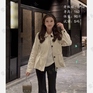-“费城港夜”设计师立体剪裁经典格纹收腰外套-WT6031902