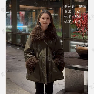 -90派克白鹅绒可拆卸澳洲进口羊毛领鹅绒服-120403
