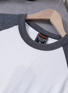 纯棉水洗磨毛面料！秋季新款男士时尚拼接圆领长袖T恤打底衫10914