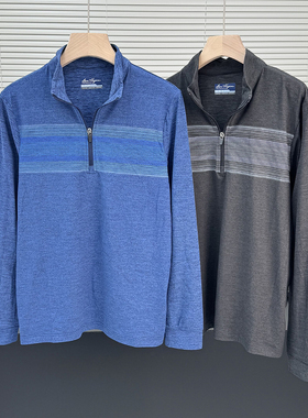 弹力透气舒适高端春秋男士长袖半拉链上衣12728