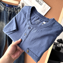 复古亨利领！夏季男士100棉水洗柔软透气短袖打底衫潮S00482