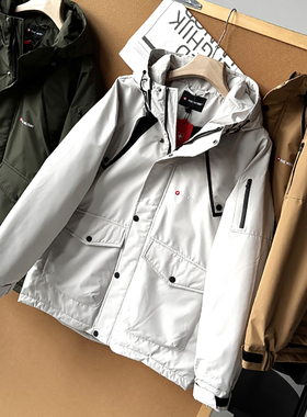 连帽山系防风防水冲锋衣夹棉保暖轻便外套棉服26481