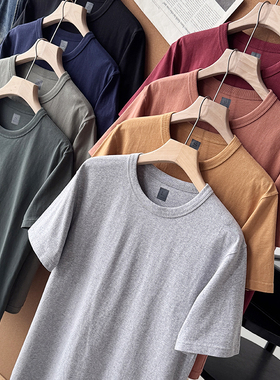 设计师款！琎口定织高克重荃棉！重工水洗休闲短袖T恤男S00575