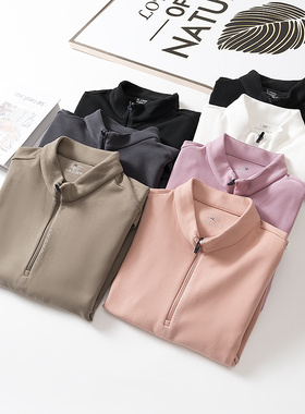微磨毛半拉链立领开衫情侣秋冬款百搭户外弹力修身T恤21389