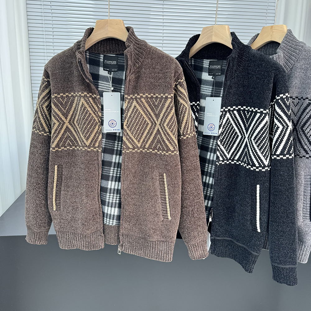 保暖雪尼尔！男士秋冬柔软细腻休闲针织衫毛衣外套12521