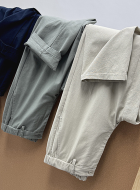 亚麻混纺夏季新男士舒适通勤裤休闲裤小直筒长裤锥形裤子男S00531