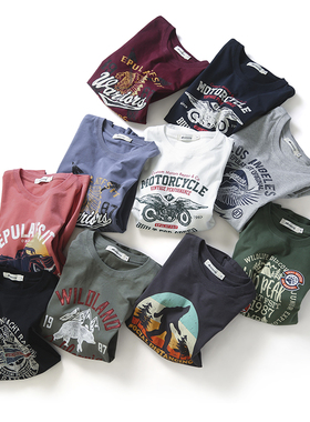 日系复古100%磨毛棉 太舒服！男女圆领印花宽松休闲长袖T恤打底衫