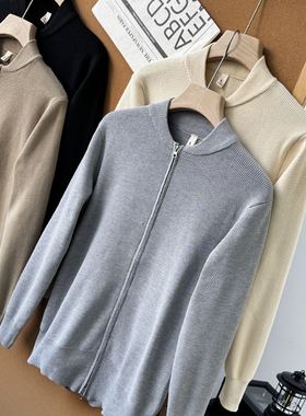 美式棒球领！腔调感十足秋冬男士坑条肌理百搭针织衫开衫50262