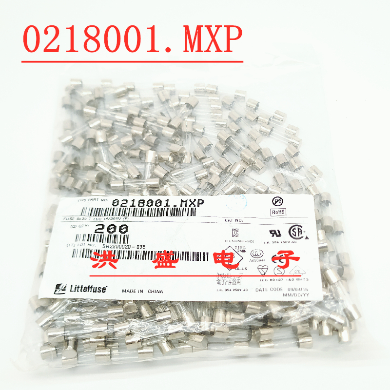 0218001.MXP 美国力特5*20 延时玻璃保险丝管 1A 安 LF.T1AL250VP