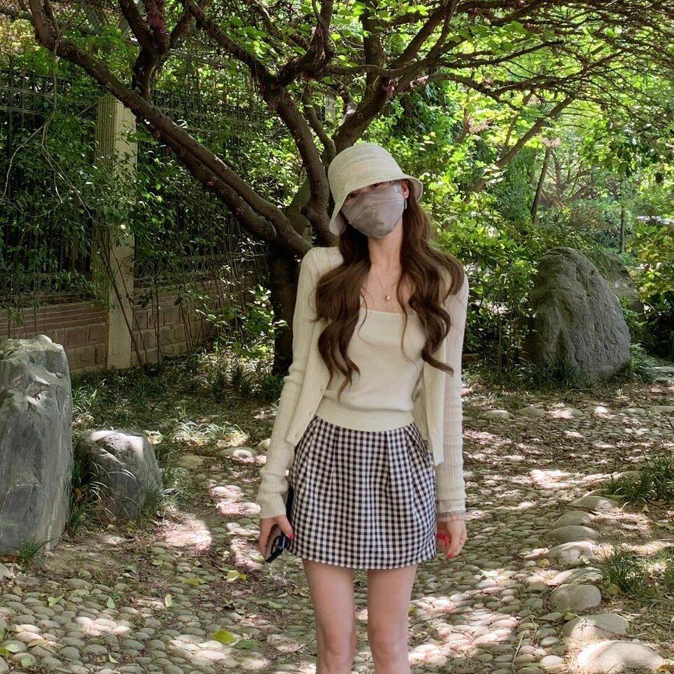 已到货 盐系韩剧穿搭三件套装格子半身短裙连衣裙女小个子初春