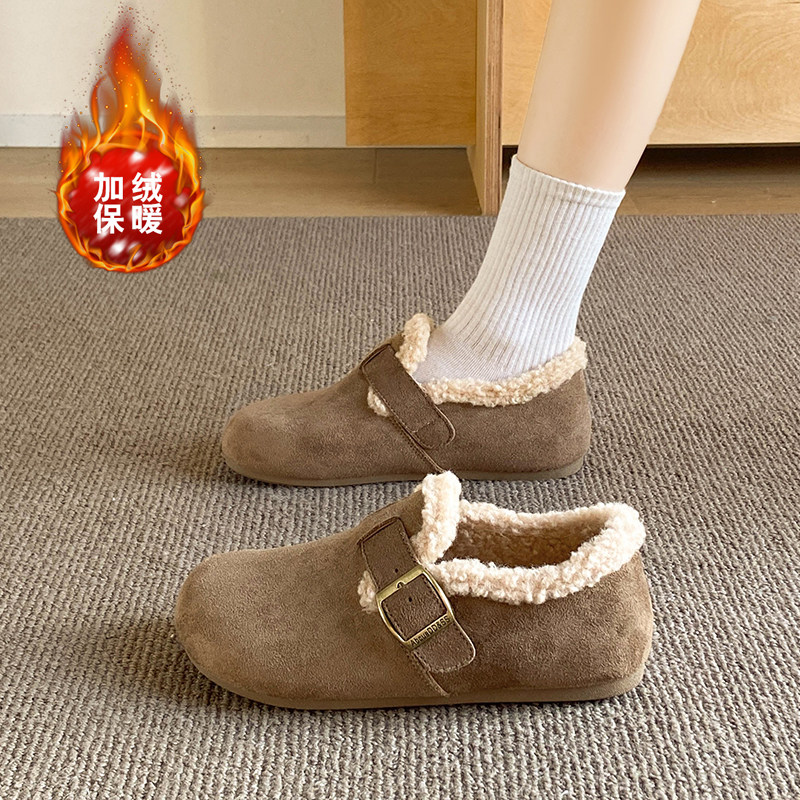 勃肯鞋女2025新款冬季全包加绒保暖毛毛棉鞋平底一脚蹬懒人豆豆鞋,女鞋,勃肯鞋/软木鞋,淘宝优惠券,粉丝福利购,淘宝优惠卷